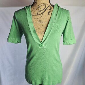 Y2K EyeShadow Size XL Hooded Green Short Sleeve Tee